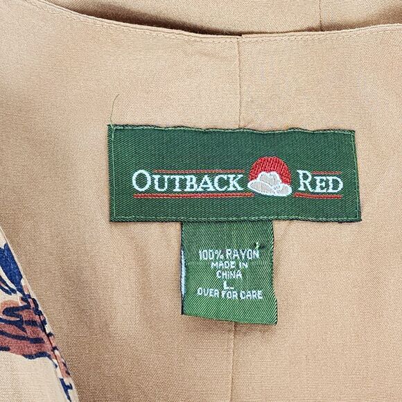 Outback Red Vintage Bird Pattern Tan Vest Size L - Picture 5 of 8